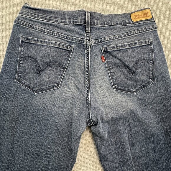 Levis 505 Womens Size 6 Blue Denim Straight Leg Jeans Mid Rise Stretch 5 Pockets - Picture 4 of 14